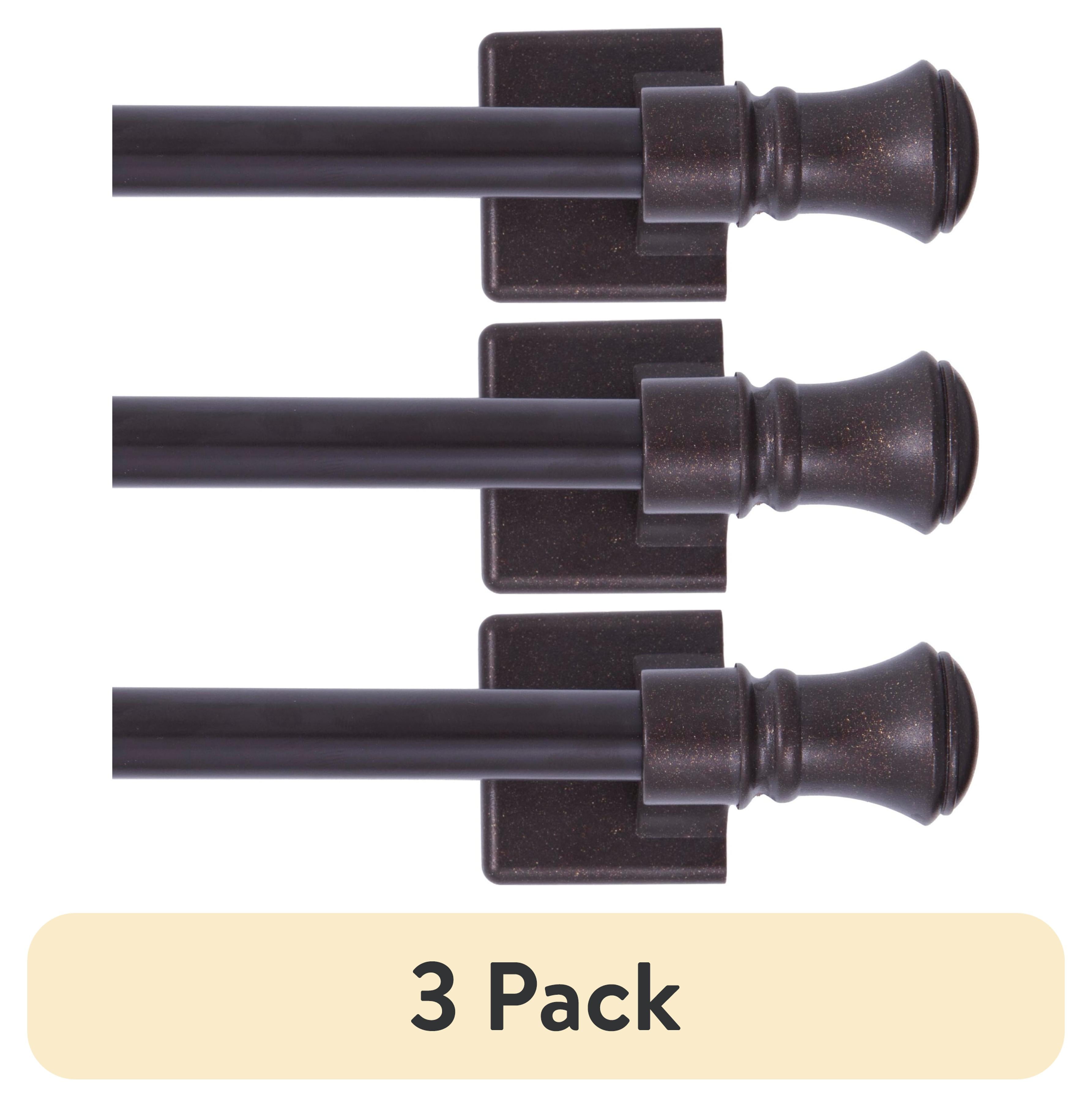 (3 pack) Mainstays 16-28 in. Cameron Adjustable Steel/Plastic Magnetic Drapery Rod, 7/16 in. Diameter, Bronze