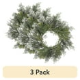 thumbnail interactive-video image 1 of (3 pack) Mainstays 18 inch Artificial Green Pine Round Wreath, for Door or Wall, Metal Base, 1 of 12