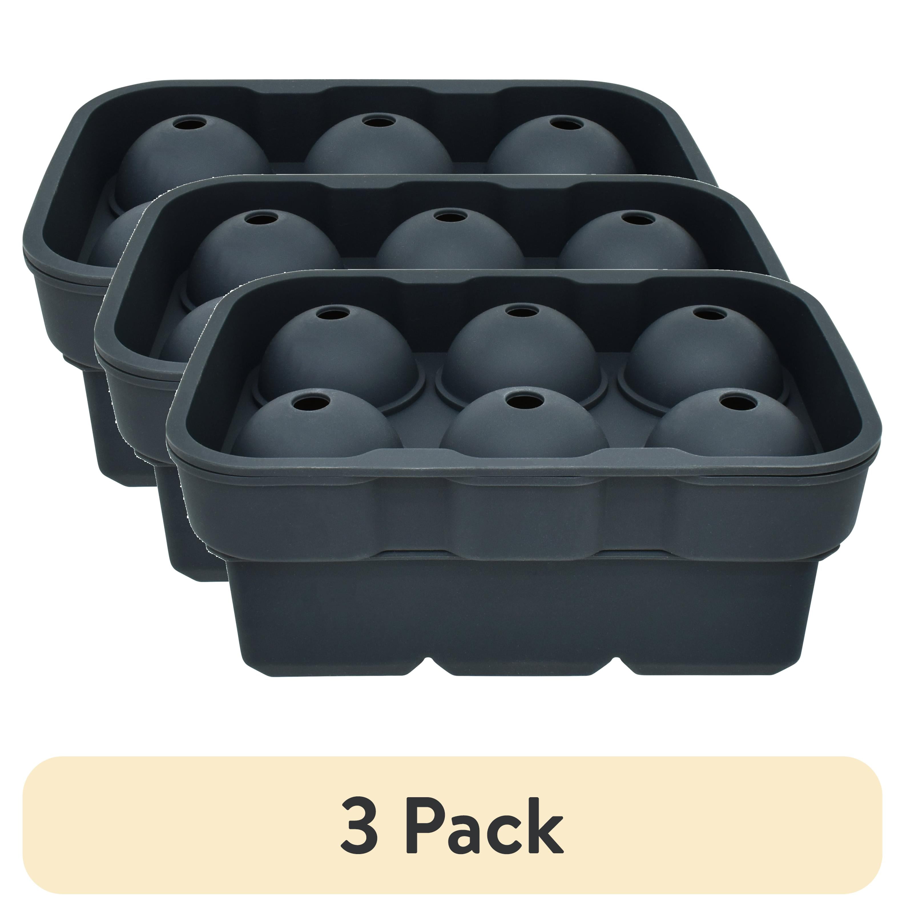 (3 pack) Mainstays, Ice Cube Tray, 2 Pack Silicone Ice Cube Tray Grey, Square & Sphere Combo, 2 pack, perfect for chilled drink preparation