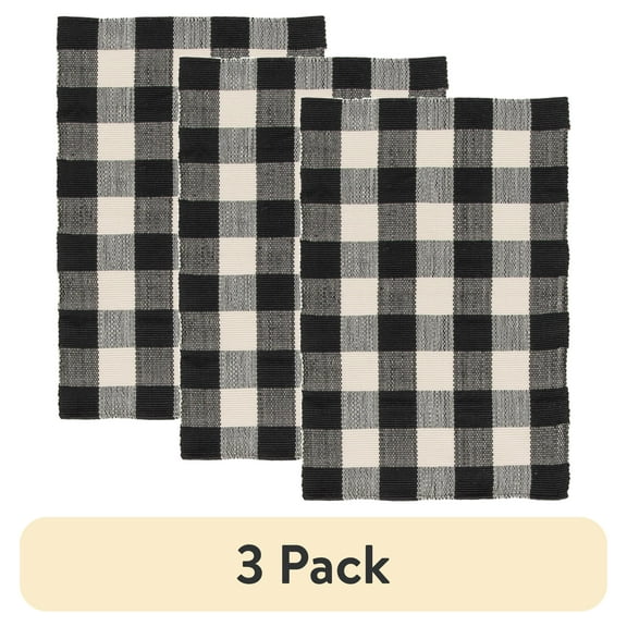 (3 pack) Mainstays 24" x 36" Black & White Outdoor Layering Rug