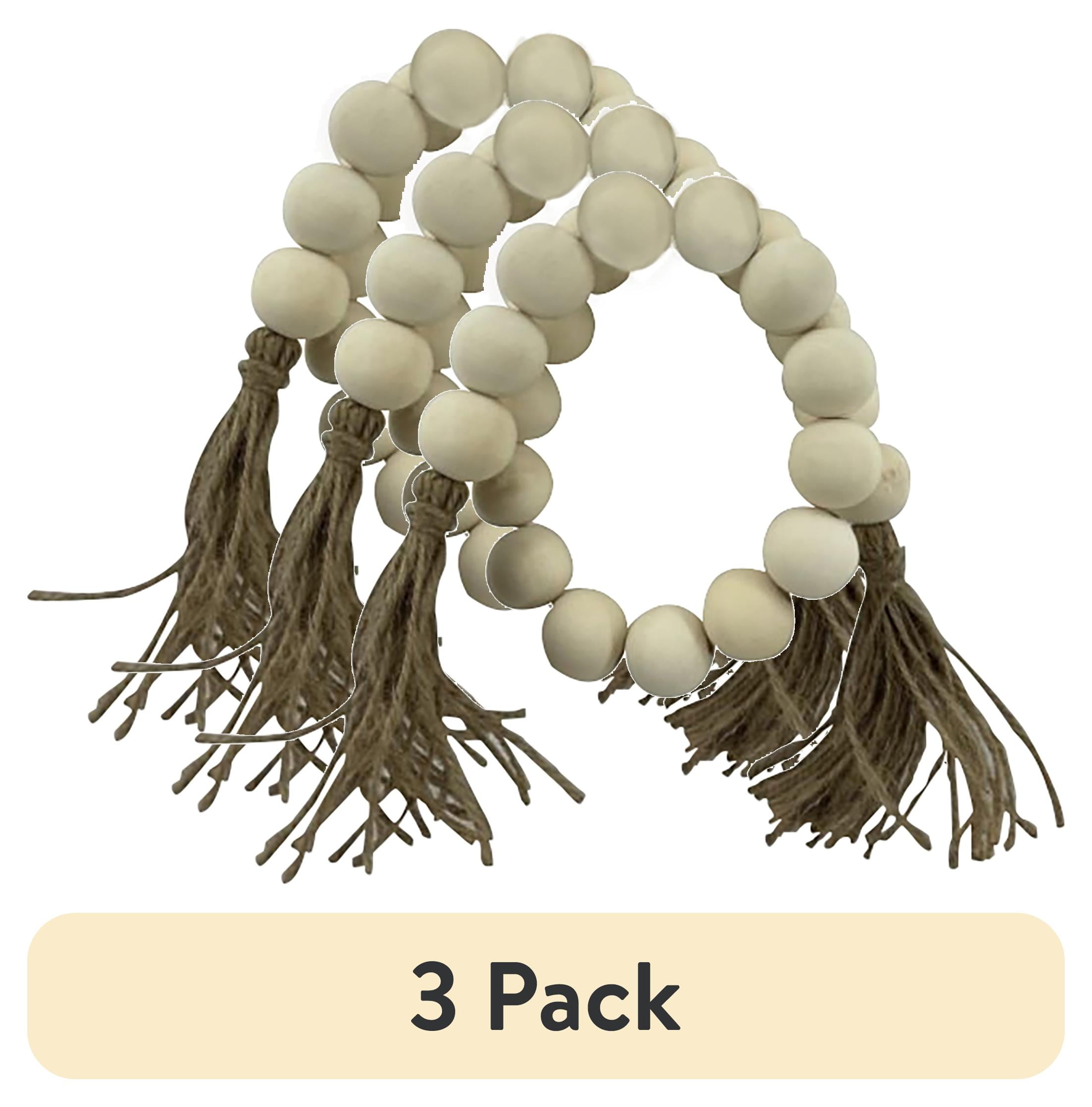 (3 pack) Mainstays Indoor Oriental Minimalist Tabletop Home Décor Made of Wood Color White 1" Beads