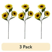 (3 pack) Mainstays 28" Artificial Flower Sunflower Stem, Yellow. Indoor Use.