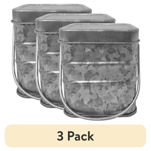 (3 pack) Mainstays Outdoor Citronella Candle - 2oz Mini Metal Bucket | Repels Mosquitoes | Single Wick | Up to 11 Hours Burn Time