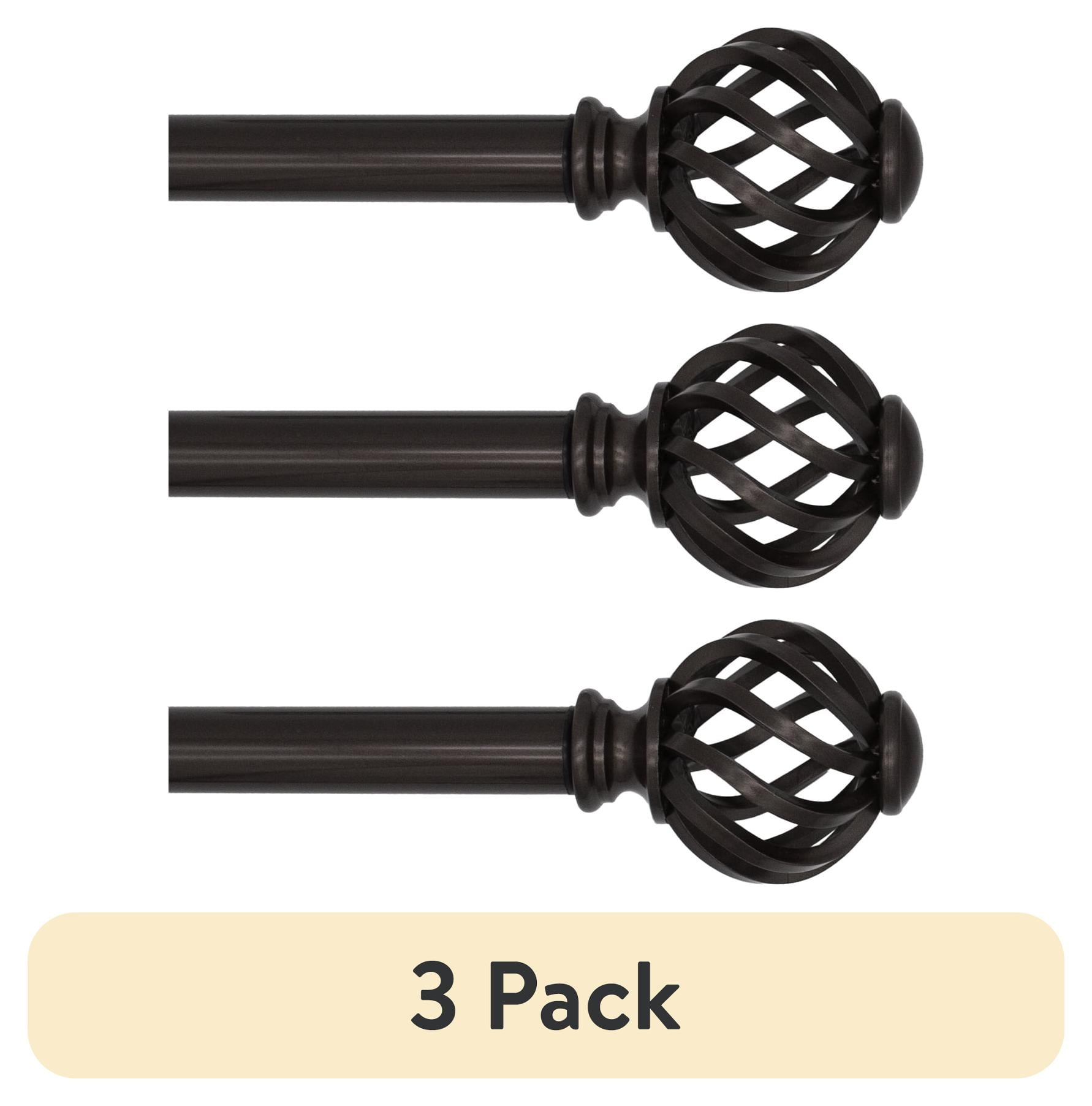 (3 pack) Mainstays 3/4" Twist Cage Single Curtain Rod, 30 - 84", Medium Bronze