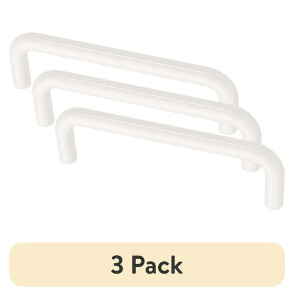 (3 pack) Mainstays 3" (76mm) Wire Cabinet Pull, Furniture Drawer Handles, White, 2-Pack