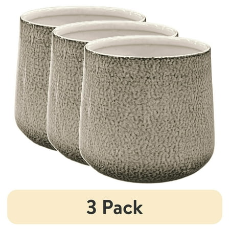 (3 pack) Mainstays 3" Mini Bella Planter, Metal, in Dusted Pearl (Grey)