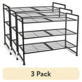 thumbnail interactive-video image 1 of (3 pack) Mainstays 3-Tier Gray & Silver Metal Shoe Rack for Shoe Storage, Holds up to 12 Pairs, 1 of 10