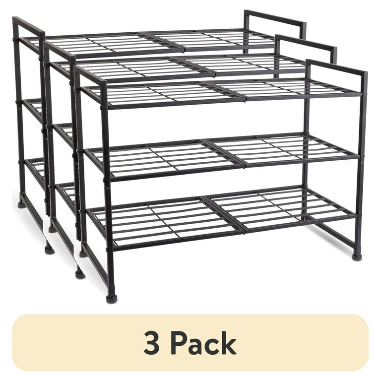 Mainstays 3 Pack 3 Tier Metal Shoe Rack Organizer Space Saver
