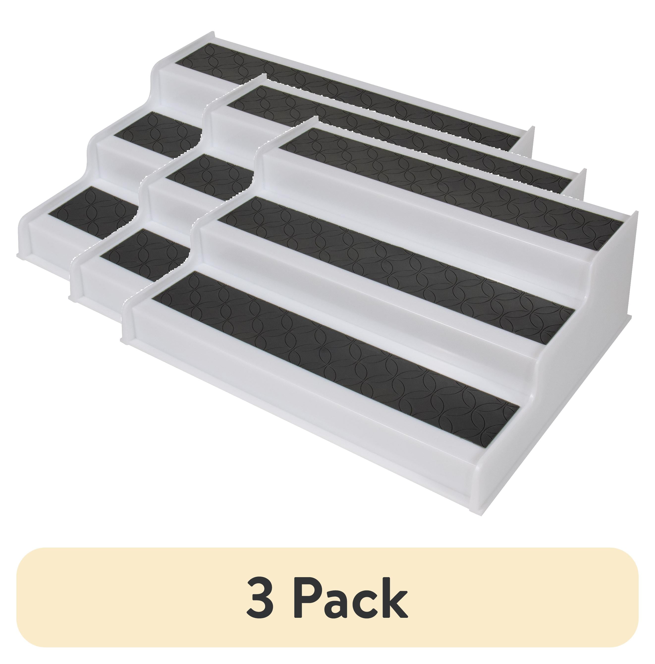 (3 pack) Mainstays 3-Tier Plastic Non-Slip Spice Rack Organizer, Kitchen Cabinet, Pantry and Countertop Spice Storage Shelf for Seasonings