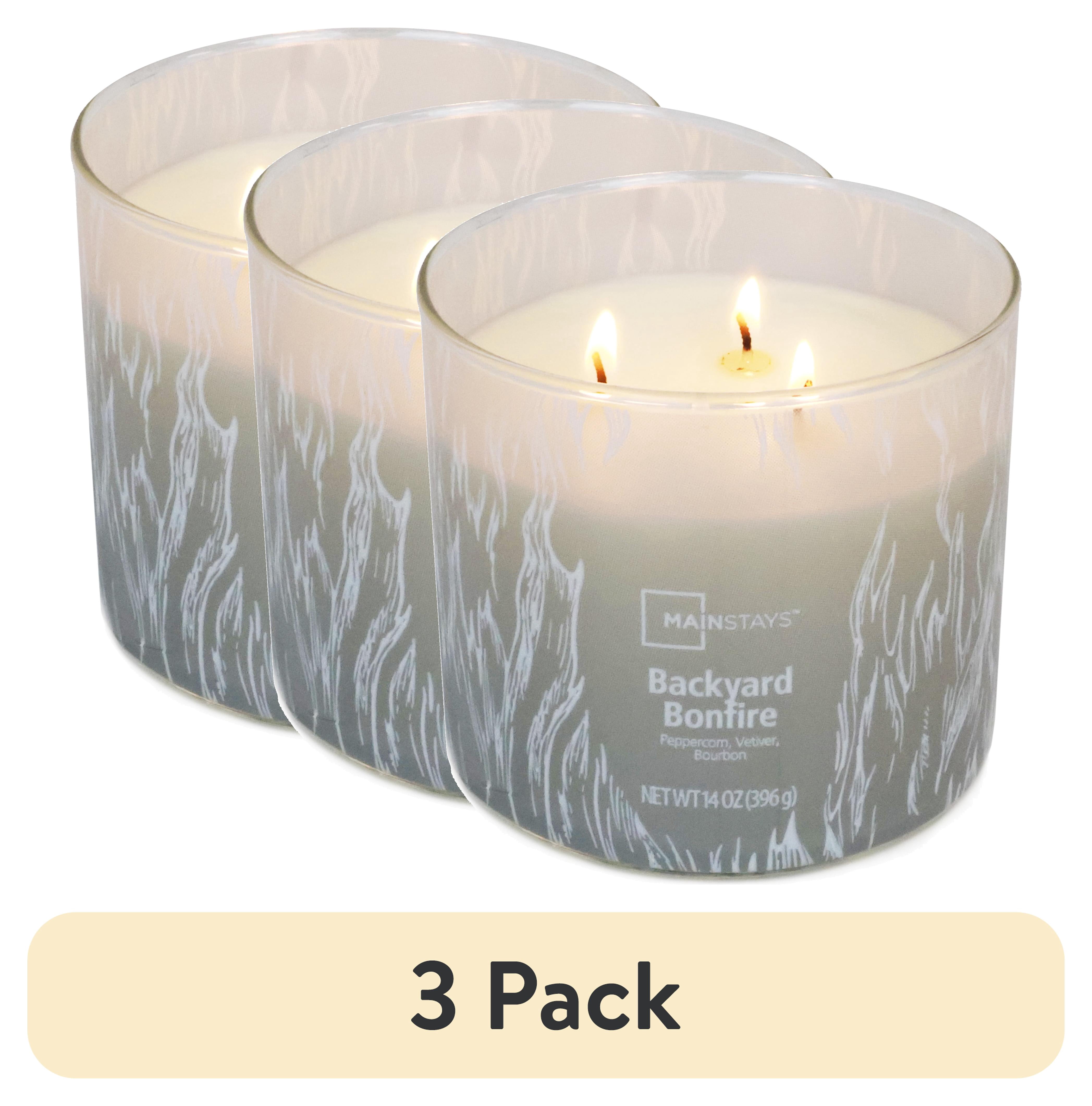 (3 pack) Mainstays 3-Wick Ombre Wrap Backyard Bonfire Scented Candle, 14 oz