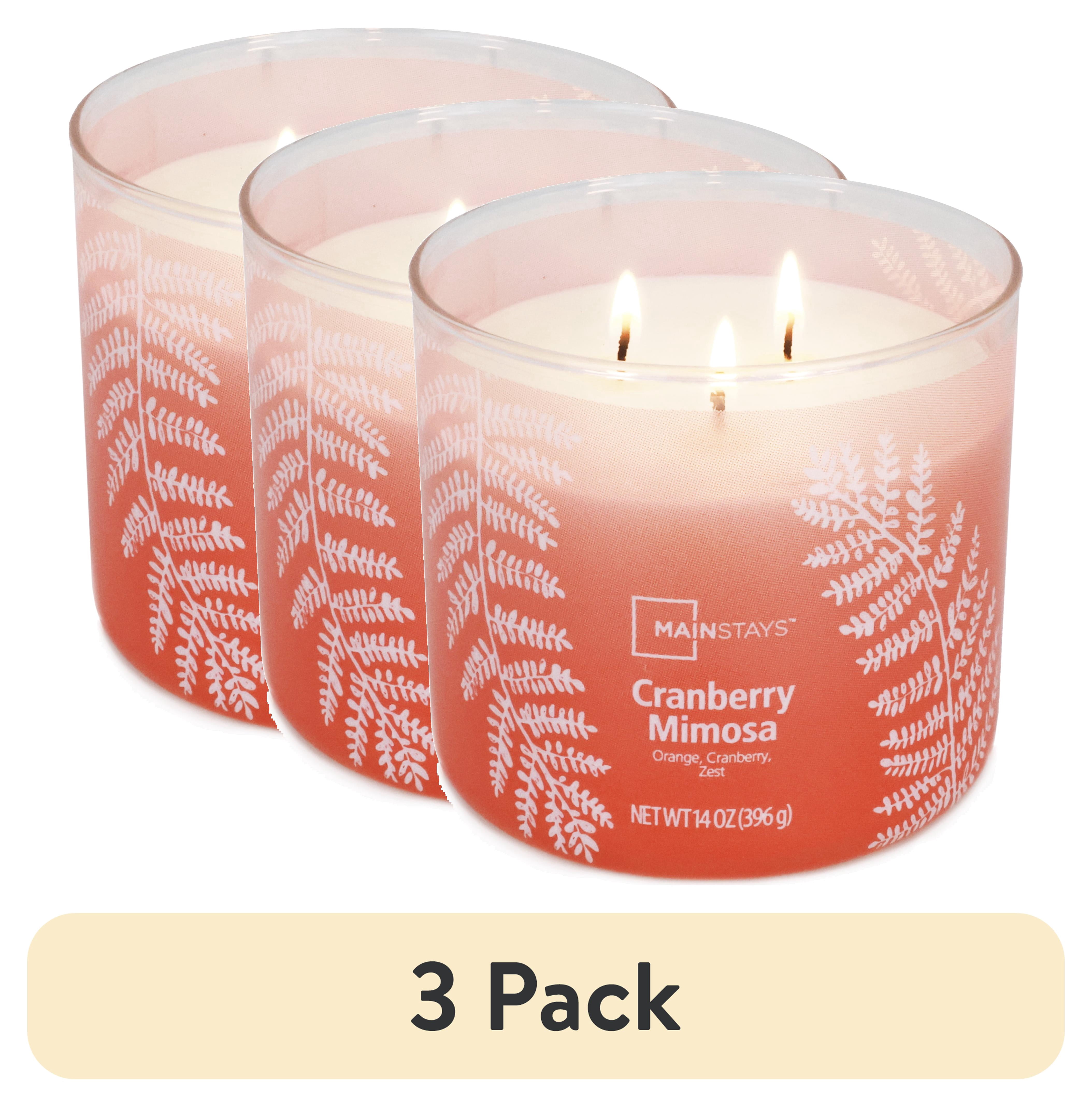 (3 pack) Mainstays 3-Wick Ombre Wrap Cranberry Mimosa Candle, 14 Ounce