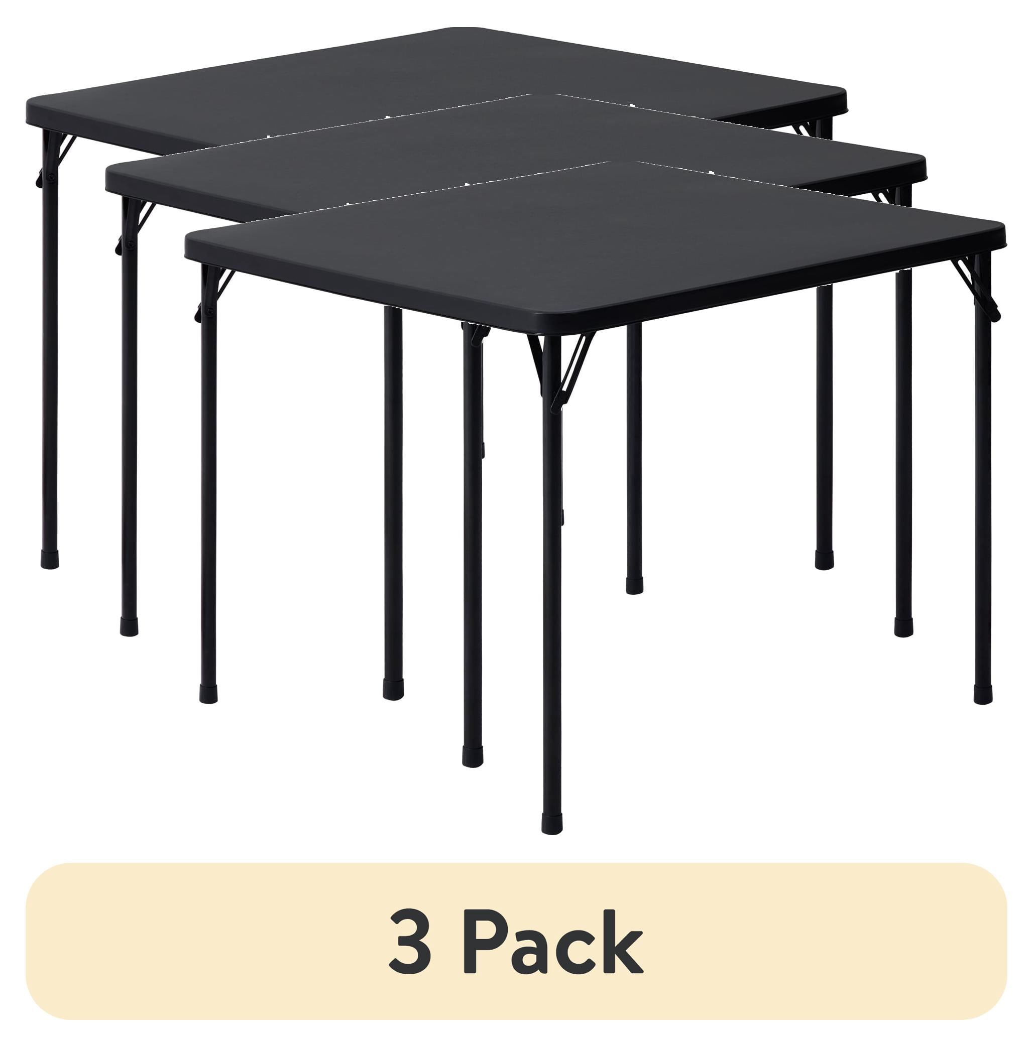 (3 pack) Mainstays 34 in Folding Card Table, Black