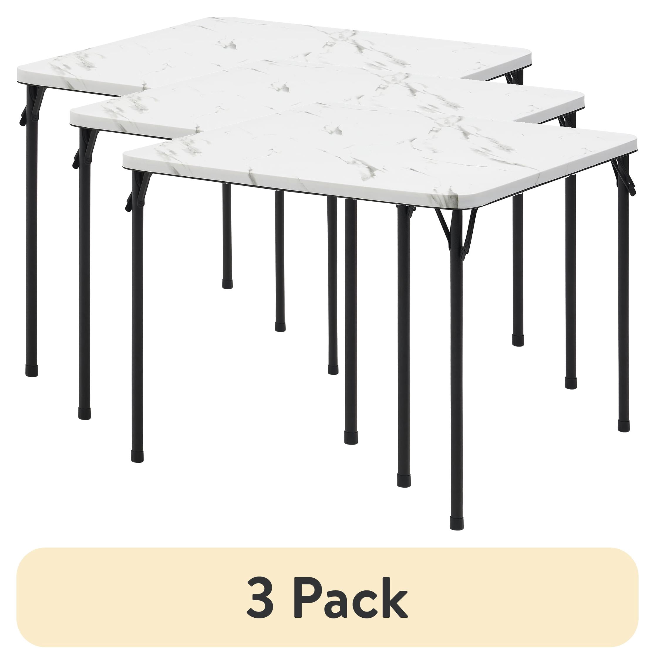 (3 pack) Mainstays 34 in Folding Card Table with Fixed Table Top and Folding Legs, Faux White Marble
