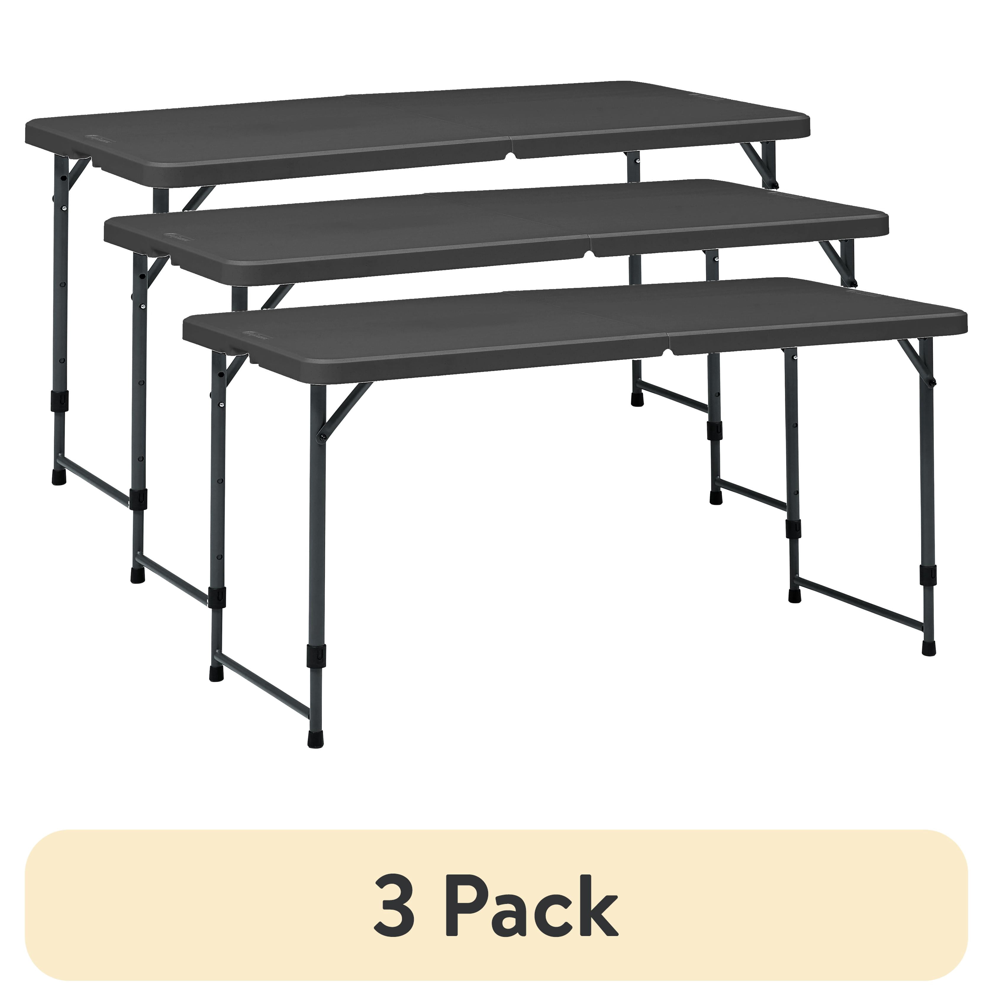 (3 pack) Mainstays 4' Adjustable Height Centerfold Folding Table, Black