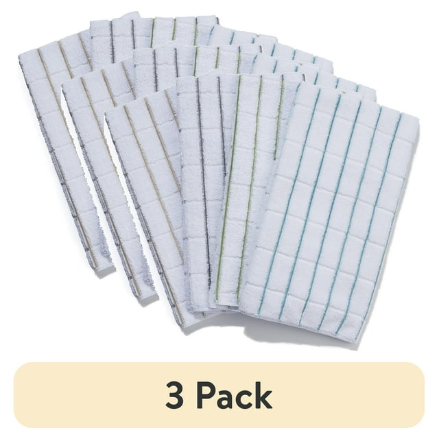 (3 pack) Mainstays, 4 Pack, Microfiber Stripe Kitchen Towels, White