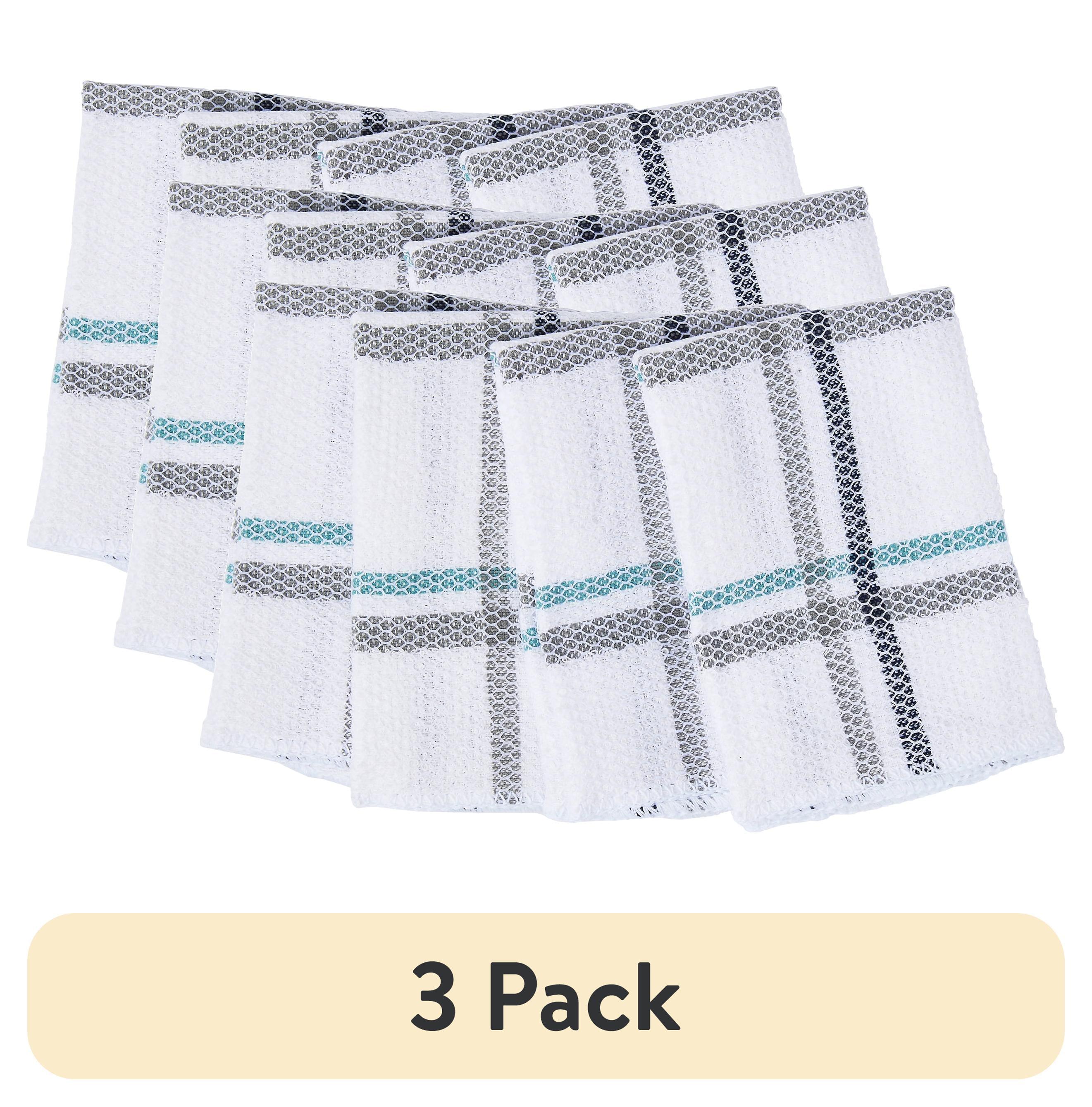 (3 pack) Mainstays 4-Piece Kitchen Scrubber Dishcloth Set, Blue Stripe