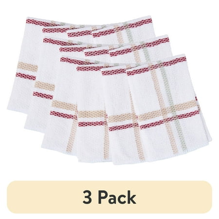 (3 pack) Mainstays 4-Piece Kitchen Scrubber Dishcloth Set, Tan Stripe