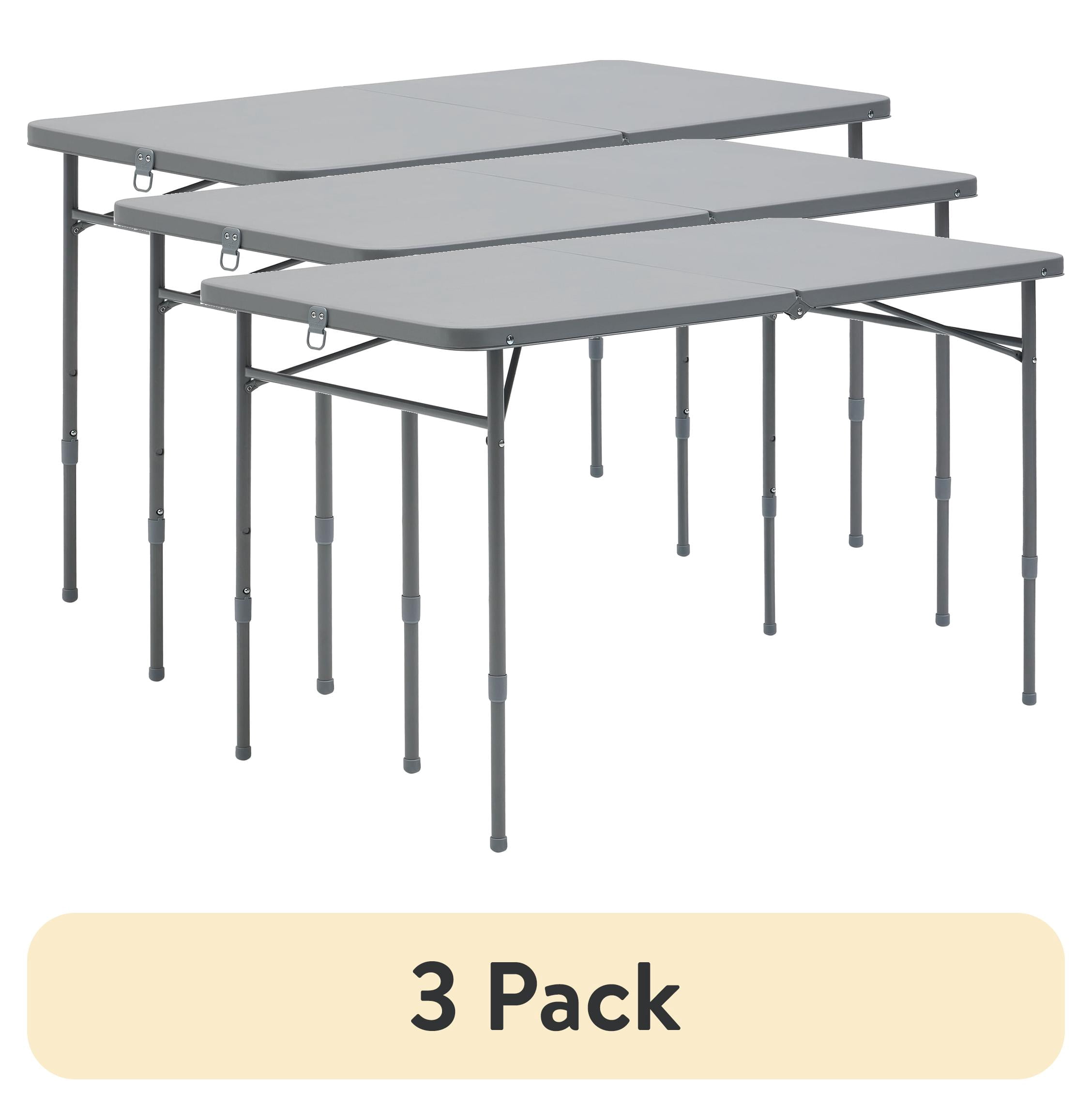 (3 pack) Mainstays 4 ft Adjustable Height Folding Table, Gray