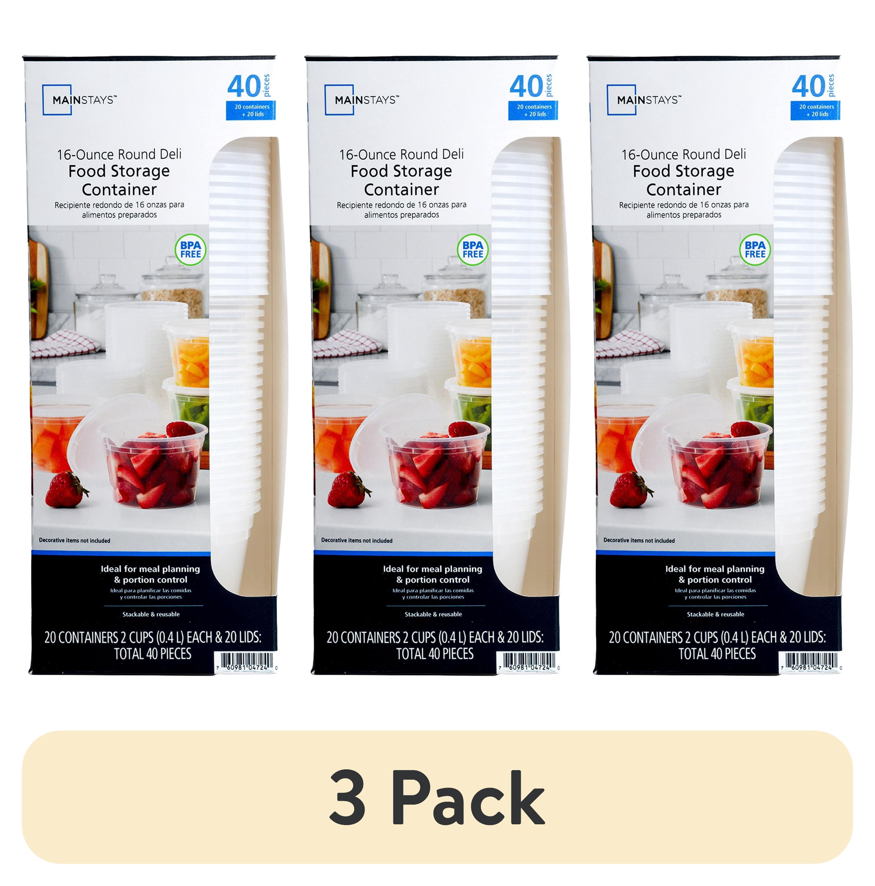 (3 pack) Mainstays Plastic Deli Containers, 40 Pieces, 16 oz, Meal Prep and Batch Cooking