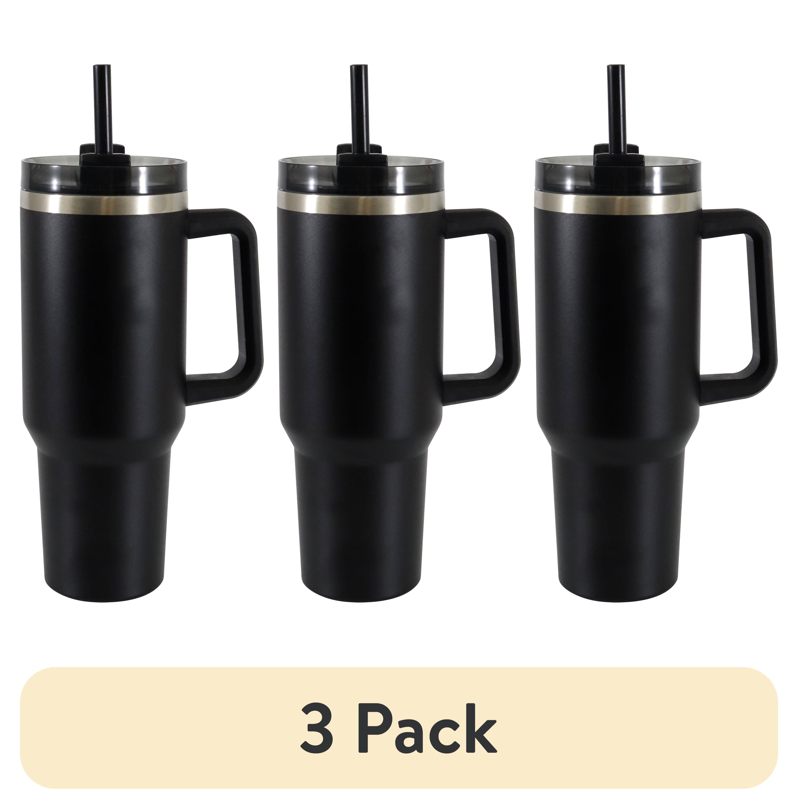 3 pack) Mainstays 40 oz Stainless Steel Tumbler with Straw and