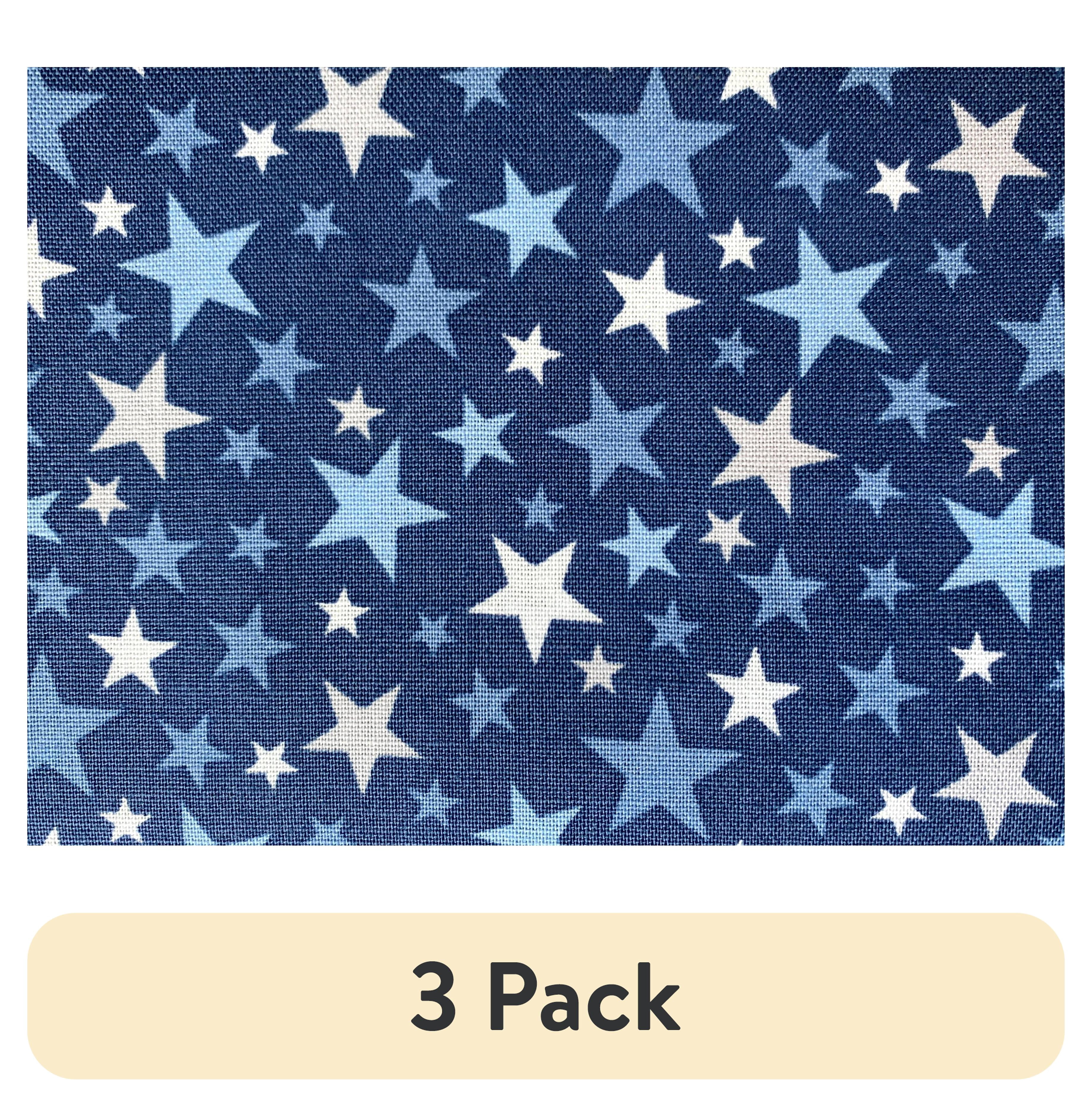 (3 pack) Mainstays 44" x 1 yard 100% Cotton Star Print Sewing & Craft Fabric, Blue and White