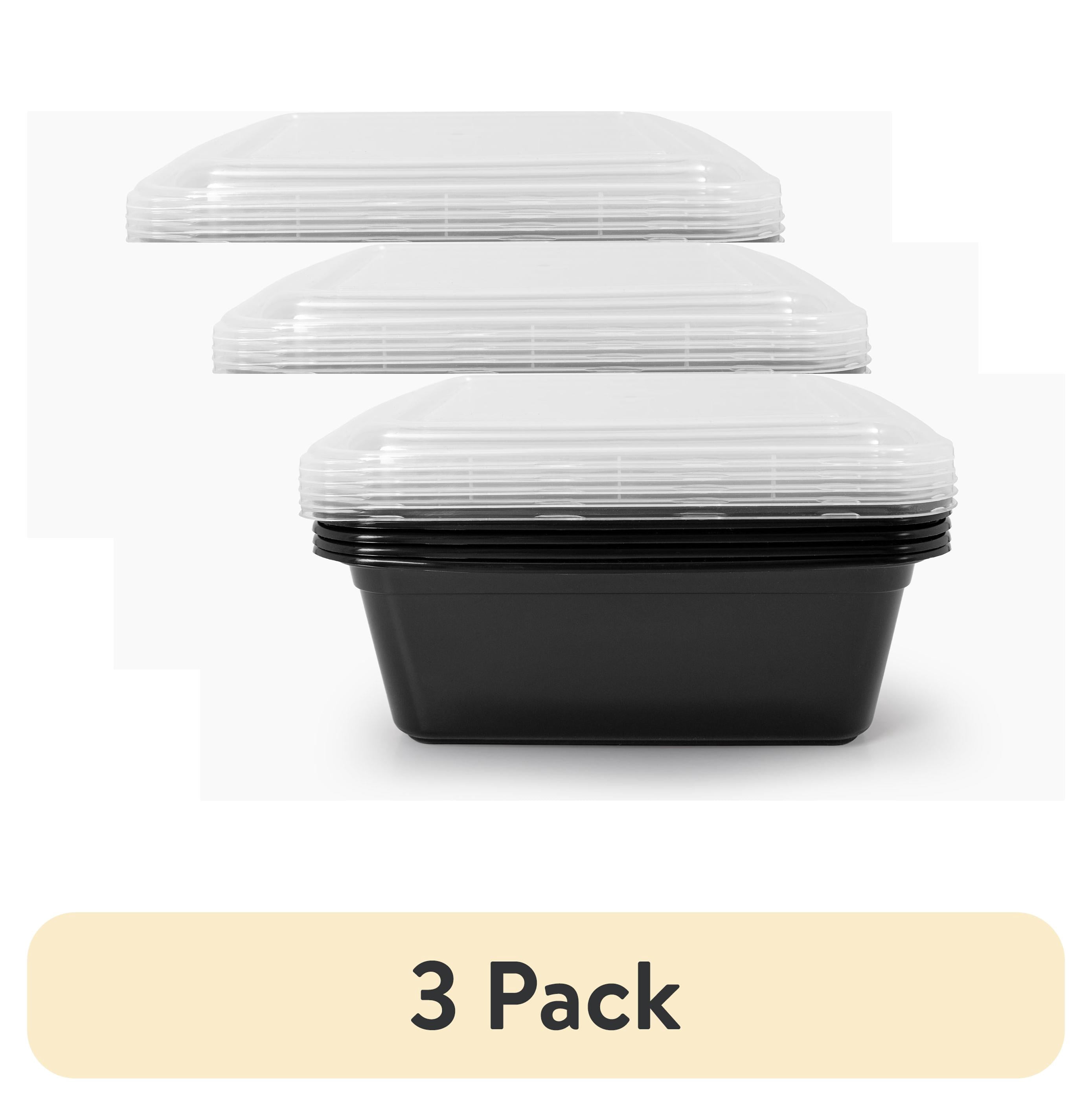 (3 pack) Mainstays 10-Piece (5 Containers + 5 Lids) 8-Cup Tall Square Meal Prep, BPA-Free, Microwave & Dishwasher Safe