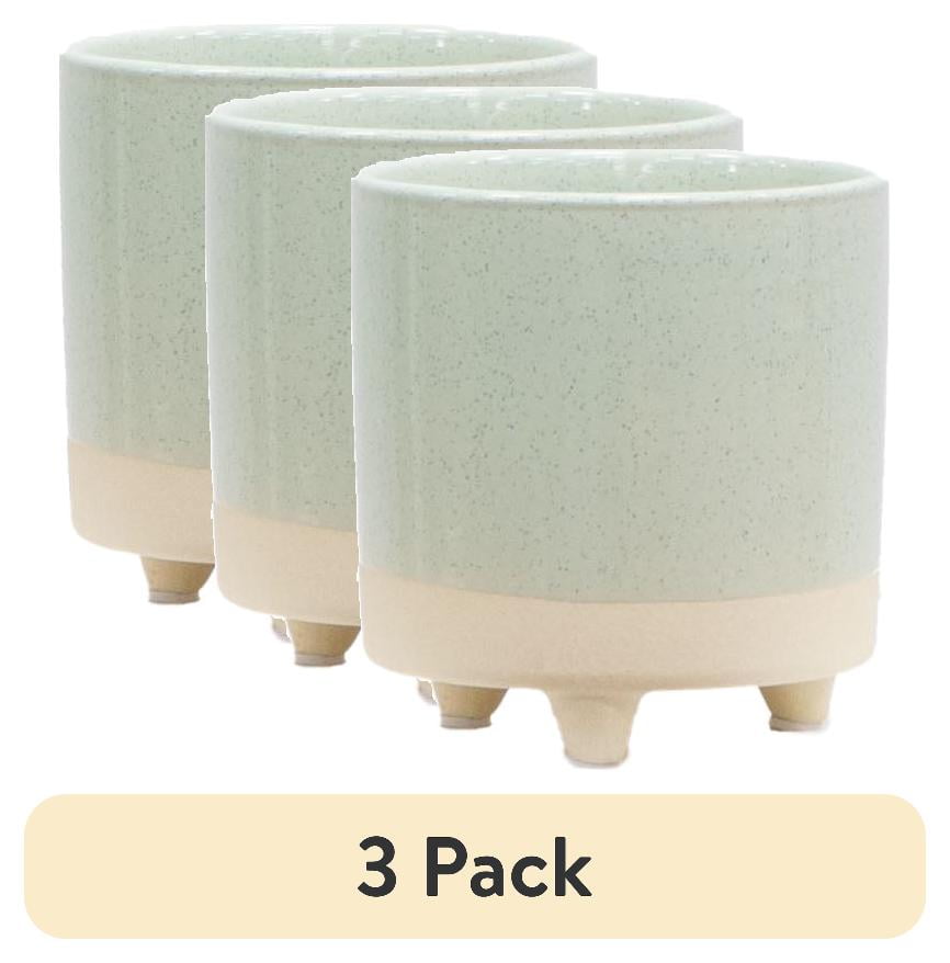 (3 pack) Mainstays 5" Two Tone Green Ceramic Footed Planter