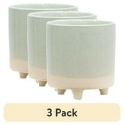 (3 pack) Mainstays 5" Two Tone Green Ceramic Footed Planter