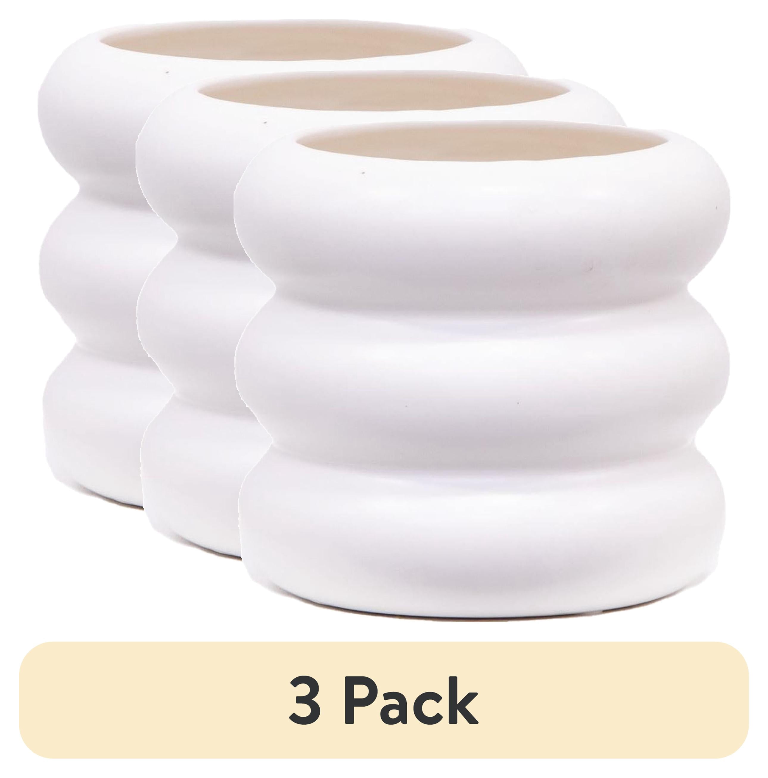 (3 pack) Mainstays 5" White Ceramic Bubble Planter