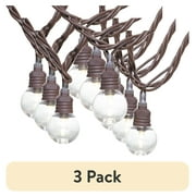(3 pack) Mainstays 50-Count Warm White LED Plastic Globe Outdoor String Lights with Brown Wire