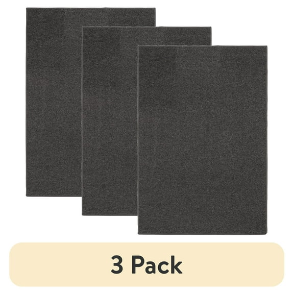 (3 pack) Mainstays 54" x 78" Titan Grey Durable Indoor Utility Area Rug