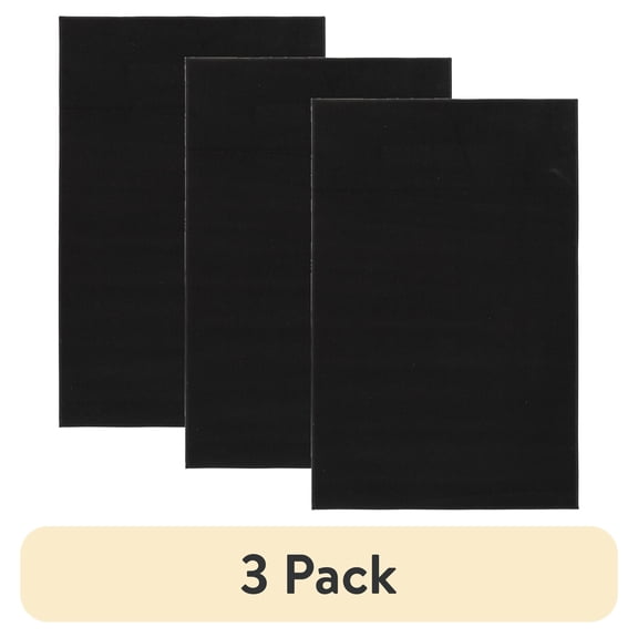 (3 pack) Mainstays 54" x 78" Titan Solid Black Durable Indoor Area Rug