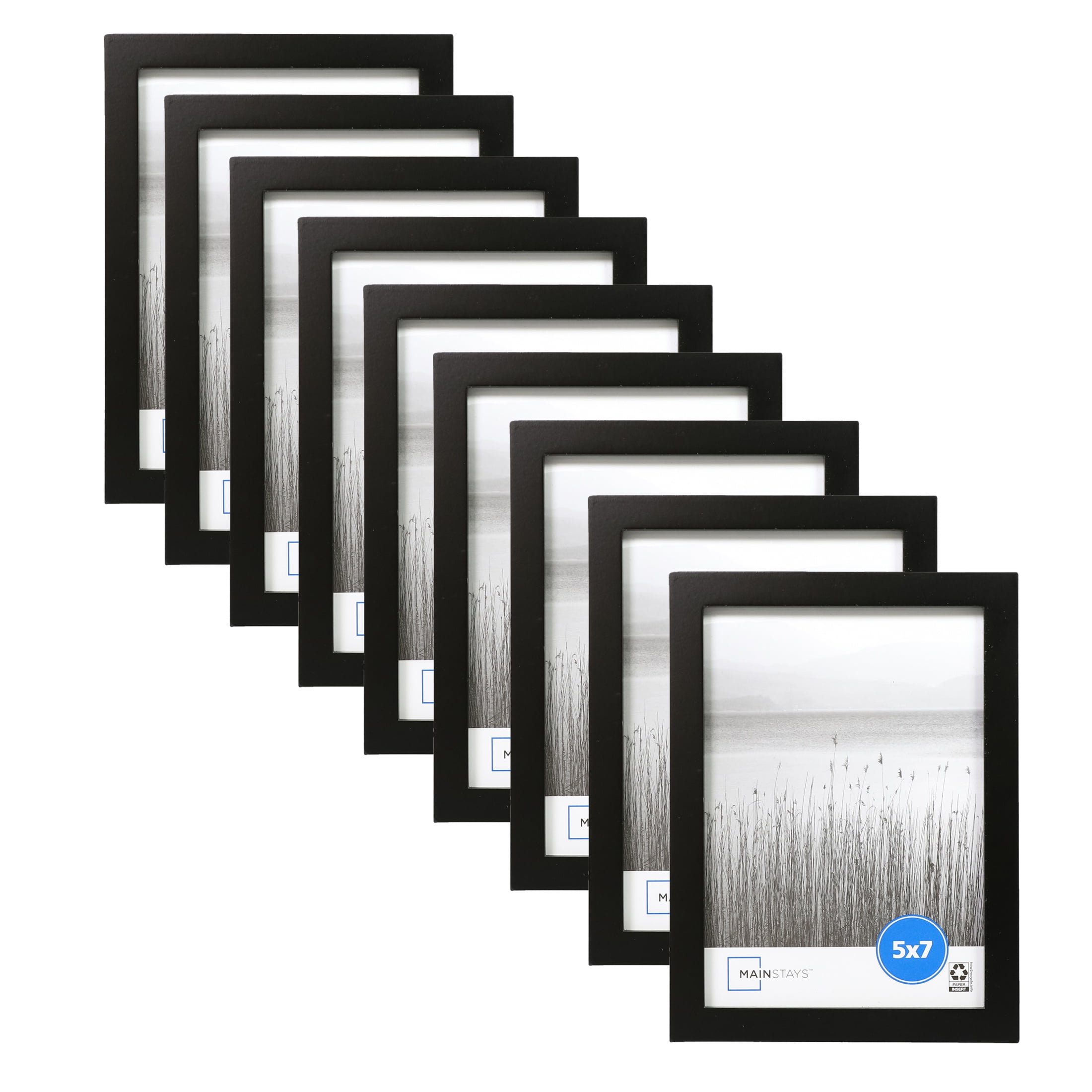 (3 pack) Mainstays - 5x7 Picture Frame - Black Gallery Linear Program Tabletop & Wall Photo Frame, Set of 3