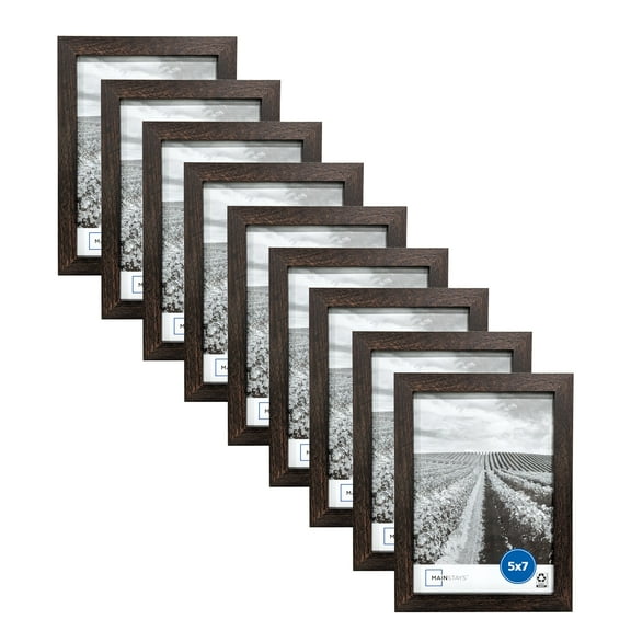 (3 pack) Mainstays - 5x7 Picture Frame - Brown Gallery Linear Program Tabletop & Wall Photo Frame, Set of 3