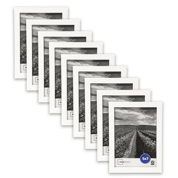 (3 pack) Mainstays - 5x7 Picture Frame - White Gallery Linear Program Tabletop & Wall Photo Frame, Set of 3