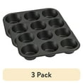 thumbnail interactive-video image 1 of (3 pack) Mainstays 6 Cup Jumbo Muffin Pan, Non-Stick Bakeware,3.4 inch Diameter Cups,Gray,Carbon Steel, 1 of 11