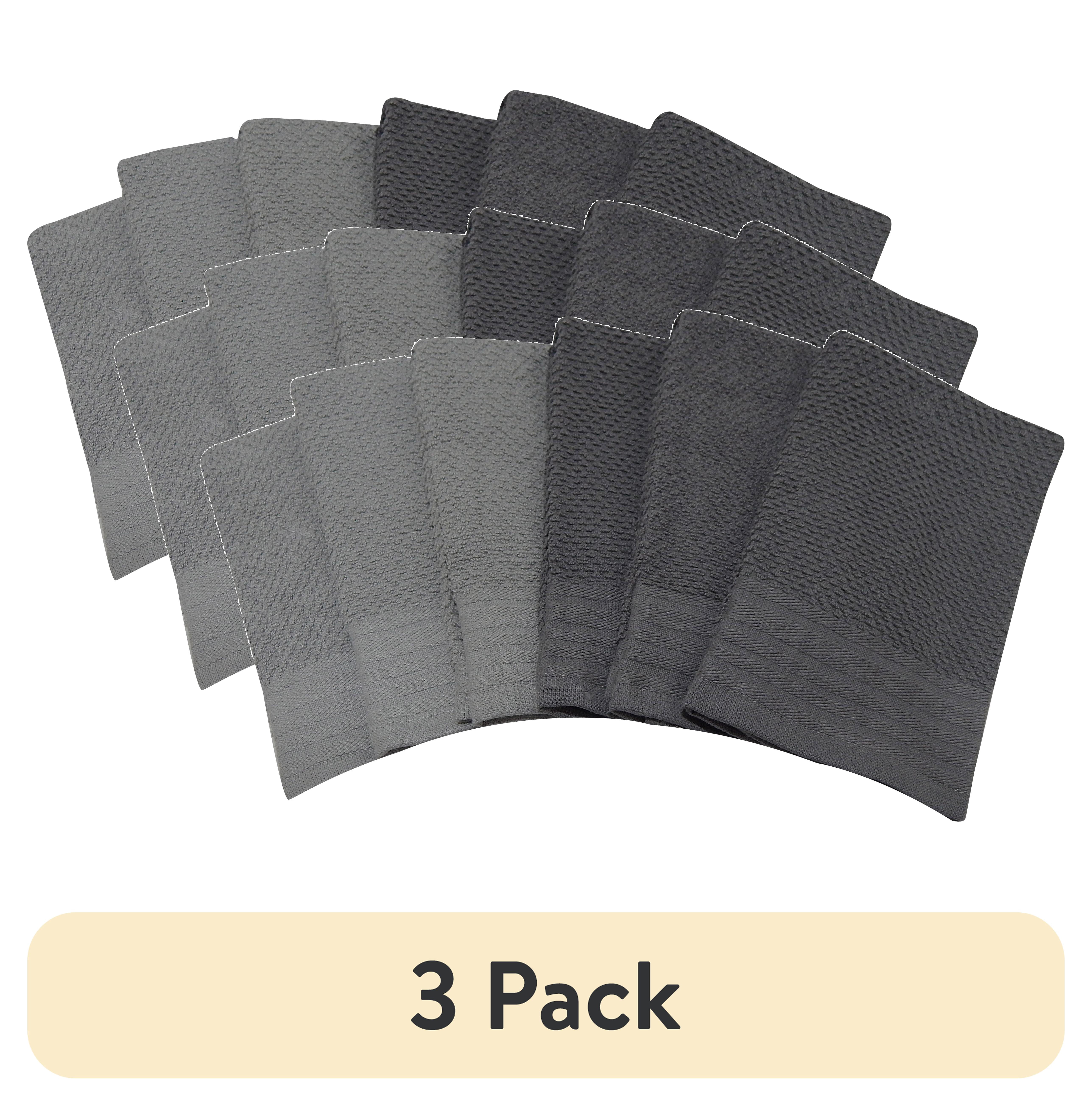 (3 pack) Mainstays 6-Piece Bar Mop Kitchen Towel Set, Gray