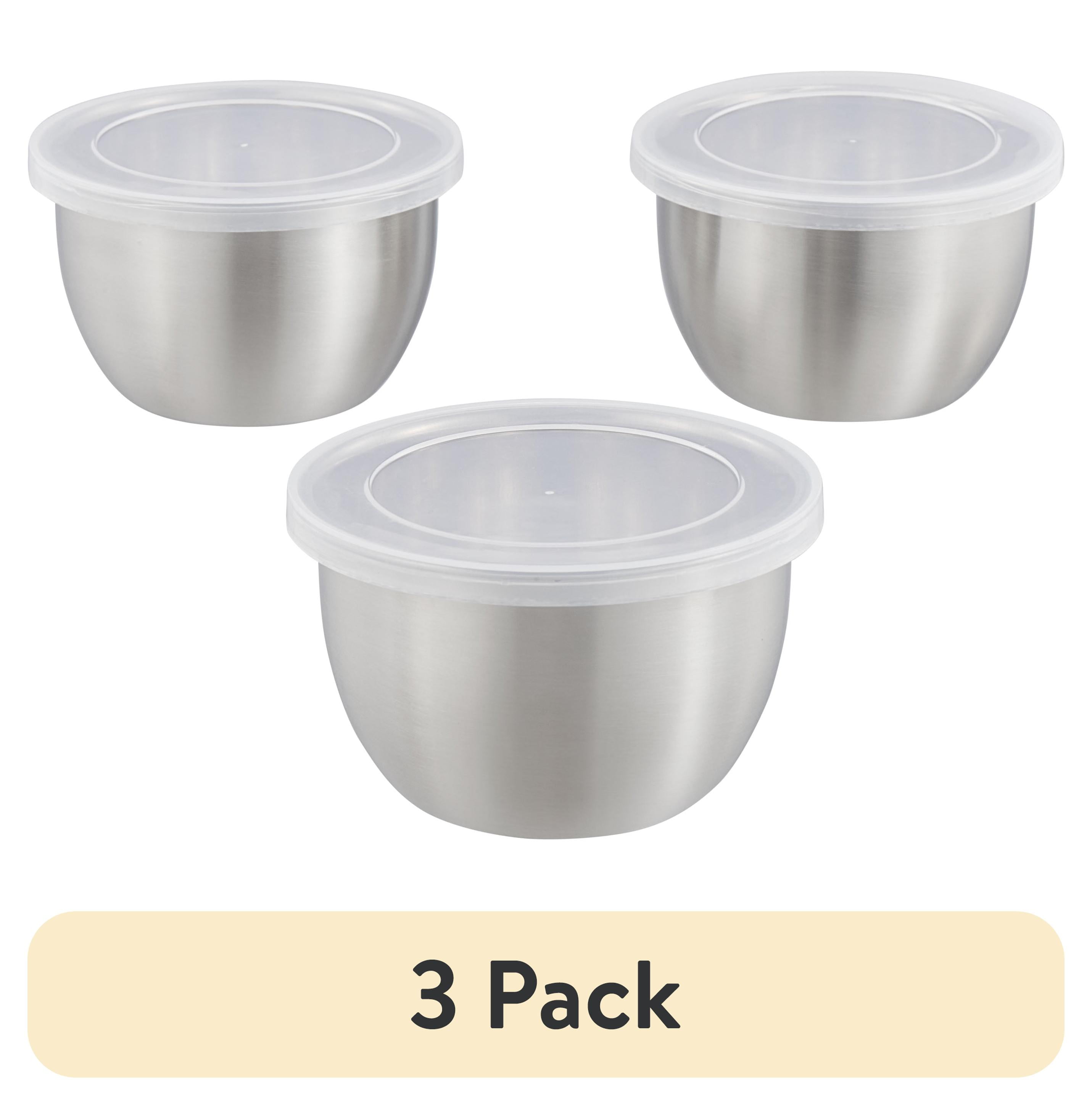(3 pack) Mainstays 6-Piece Brushed Stainless Steel 2-Cup Prep Bowl with Lid, 3 Pack