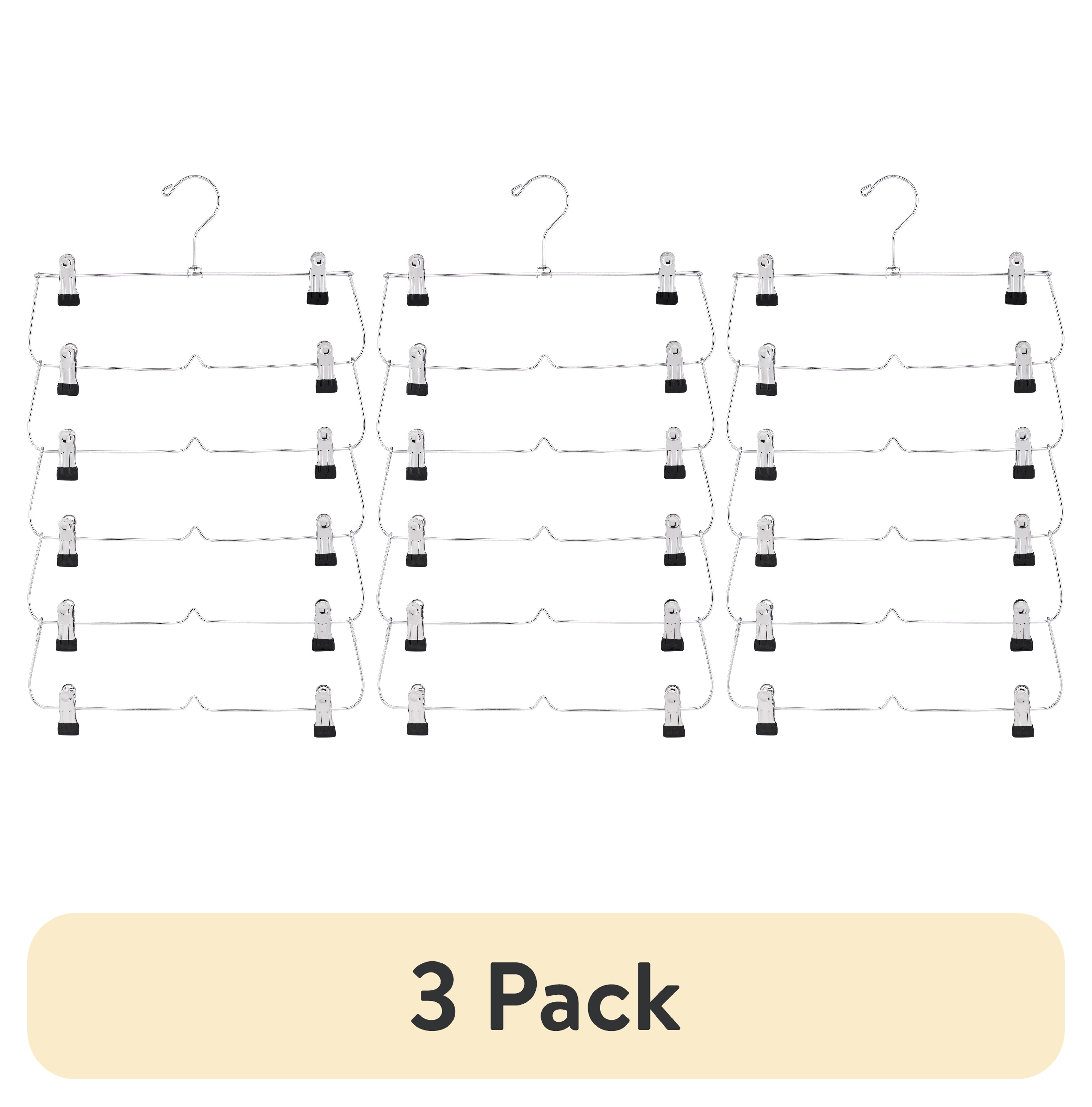 (3 pack) Mainstays Heavy Duty Chrome Metal 6-Tier Space Saving Pant & Skirt Hanger