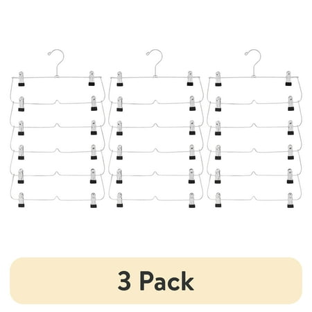 (3 pack) Mainstays Heavy Duty Chrome Metal 6-Tier Space Saving Pant & Skirt Hanger