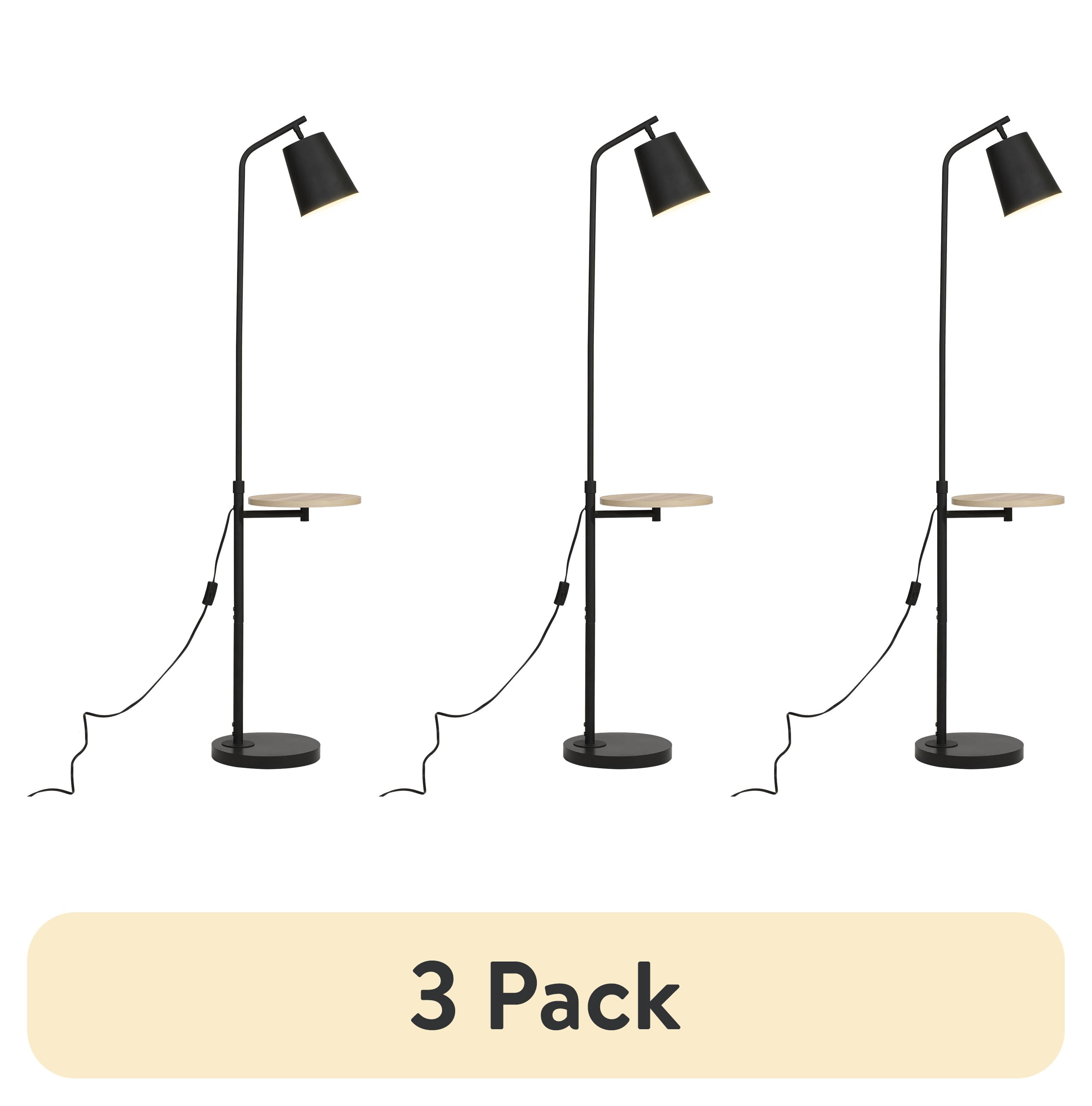 (3 pack) Mainstays 65 in Floor Lamp with Faux Wood Table, Matte Black