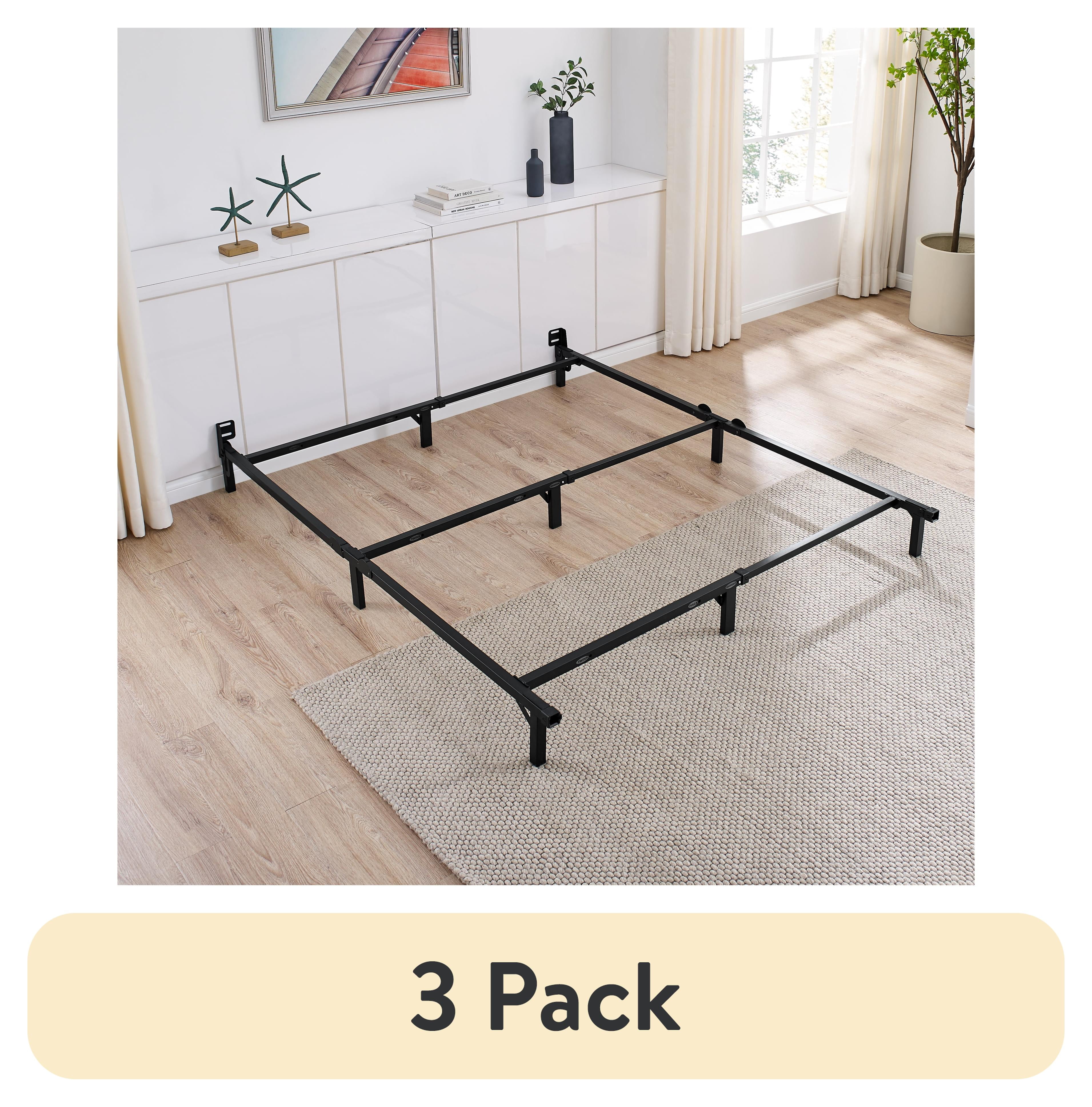(3 pack) Mainstays 7" Twin/Full/Queen Size Adjustable Metal Bed Frame, Black, BOX SPRING REQUIRED (SOLD SEPARATELY)