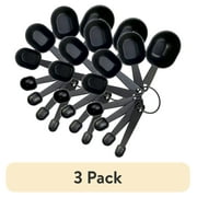(3 pack) Mainstays 8-Piece Kitchen Measuring Cup & Spoon Set, Raised Measurements, Black, Polypropylene