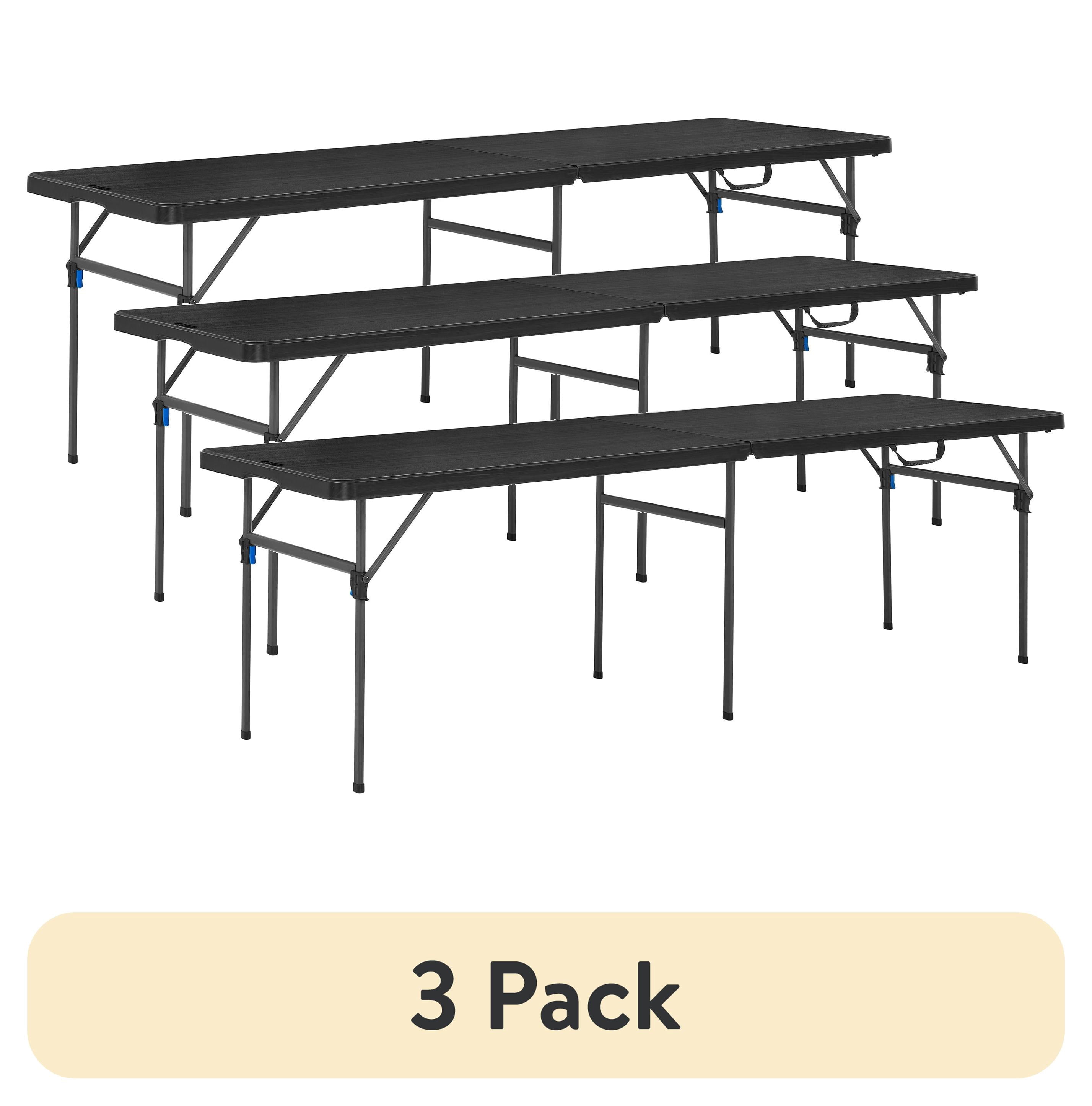 (3 pack) Mainstays 8 ft Rectangle Centerfold Folding Table, Black