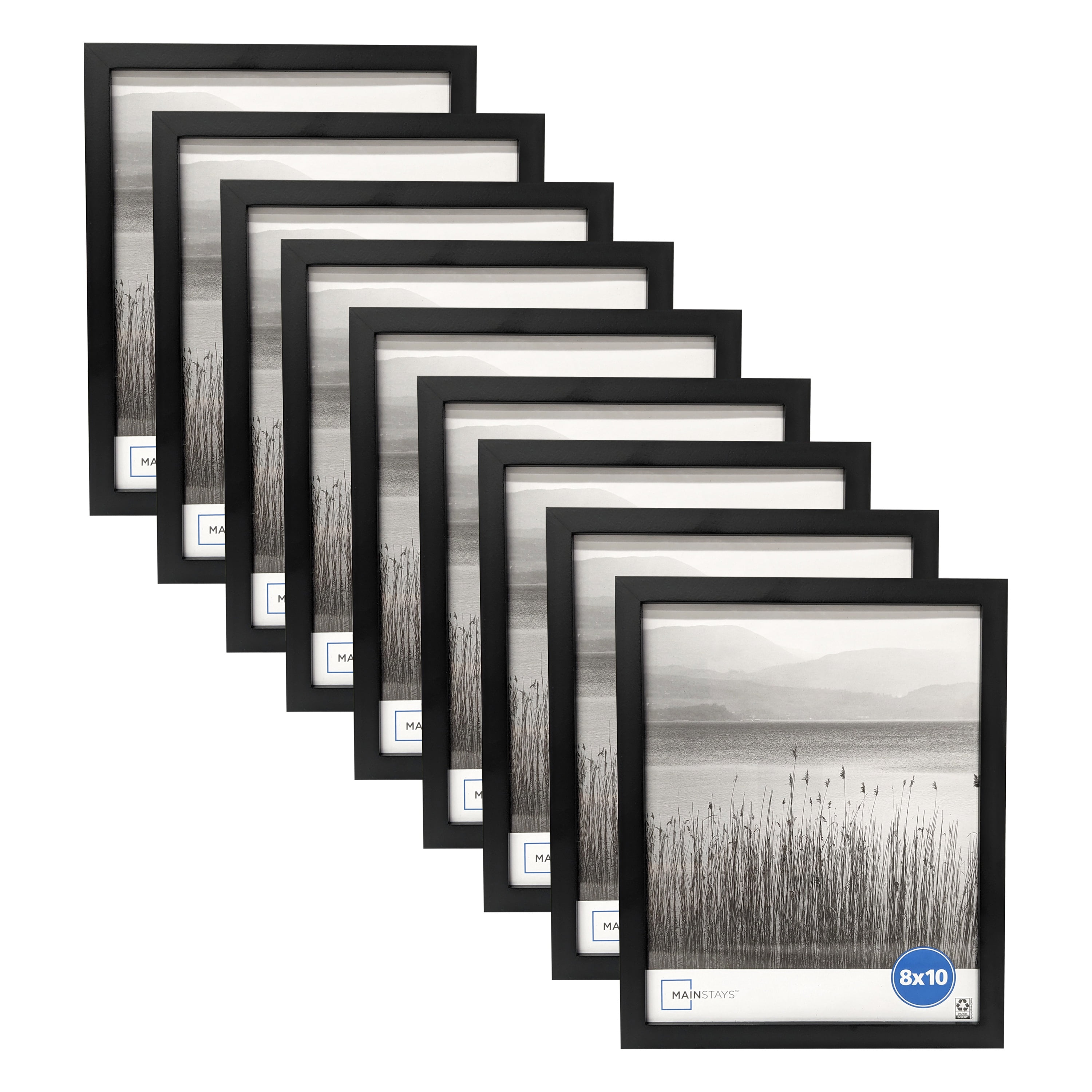 (3 pack) Mainstays 8 x 10 Picture Frame, Black Gallery Style, Tabletop or Wall Display, Set of 3