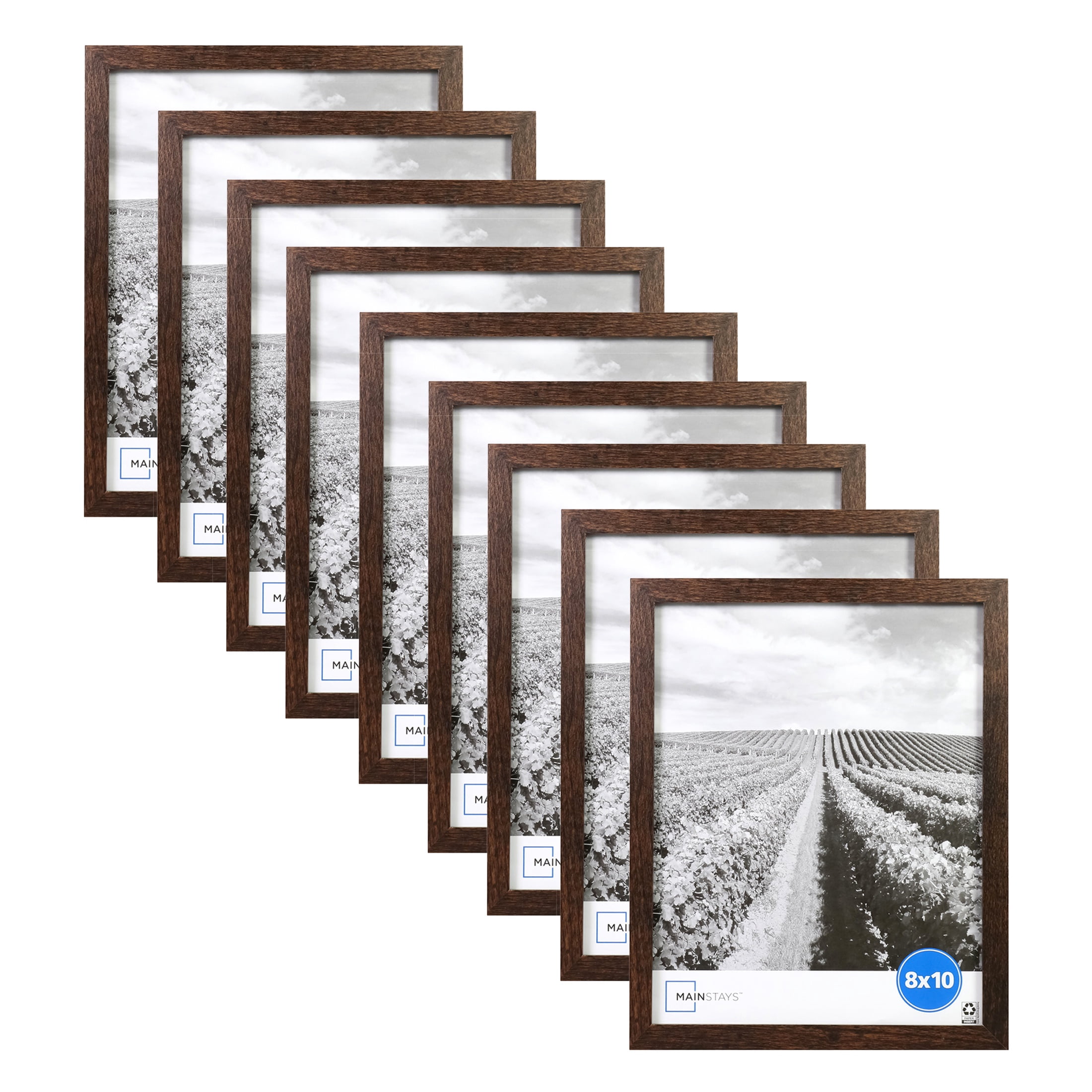 (3 pack) Mainstays Linear Gallery 8 x 10 Brown Picture Frames, Tabletop or Wall Display, Set of 3