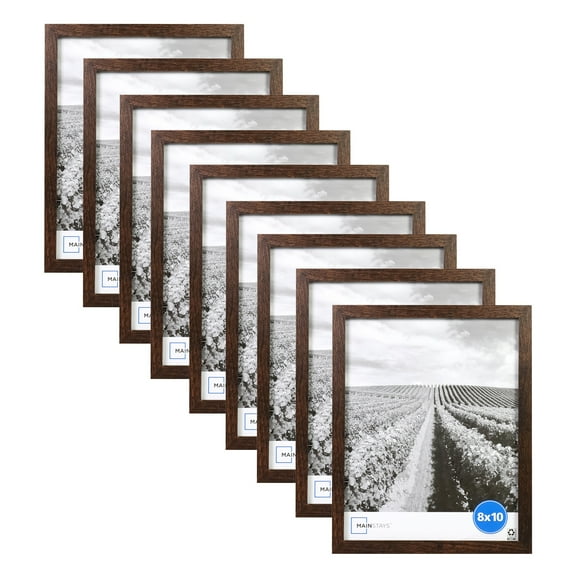 (3 pack) Mainstays - 8x10 Picture Frame - Brown Gallery Linear Program Tabletop & Wall Photo Frame, Set of 3
