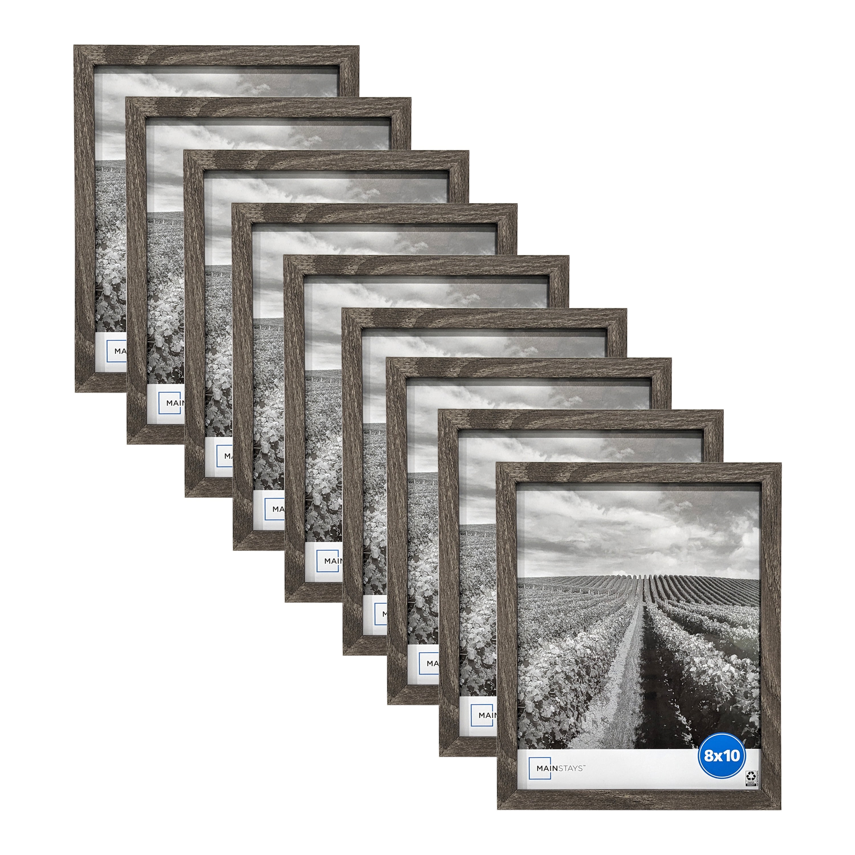 (3 pack) Mainstays - 8x10 Picture Frame - Rustic Gray Gallery Linear Program Tabletop & Wall Photo Frame, Set of 3