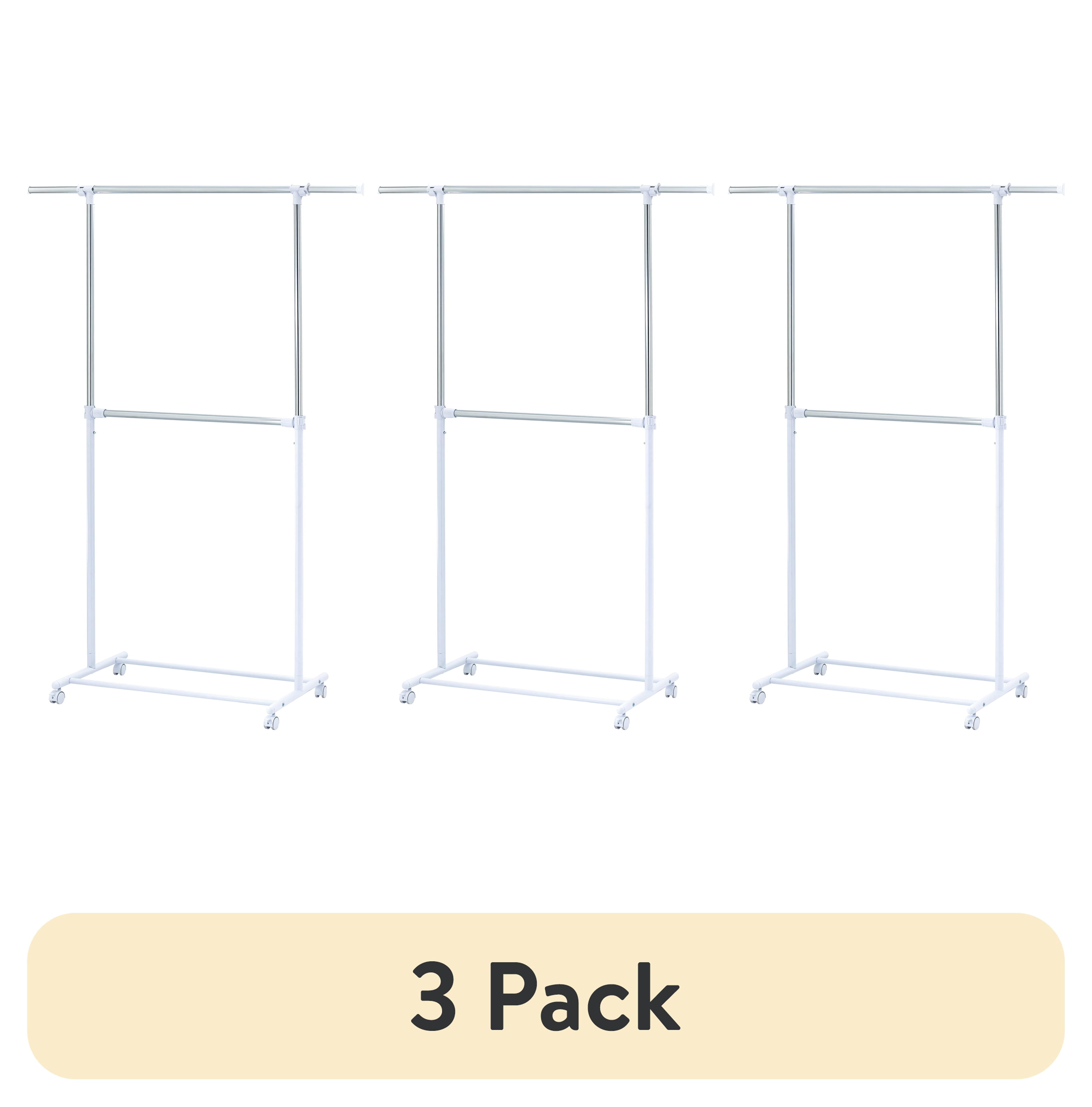 Clothe Rack Style Rack (3 pack) Mainstays Adjustable 2-Tier Rolling Clothes Rack with Locking ...
