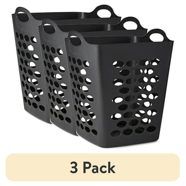 (3 pack) Mainstays Flex Square Laundry Hamper, Black